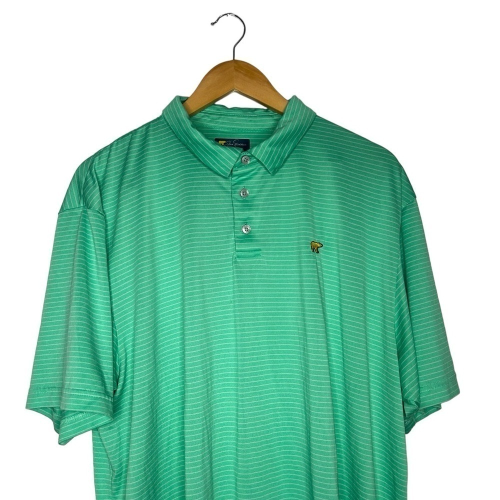 2/$30 JACK NICKLAUS Green White Stripe Men’s Short Sleeve Moisture Wicking Polo - Picture 4 of 10